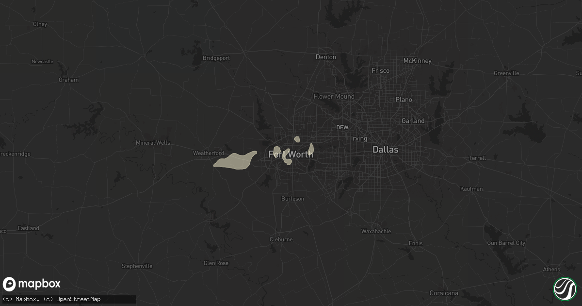 Hail map in Fort Worth, TX on June 5, 2013