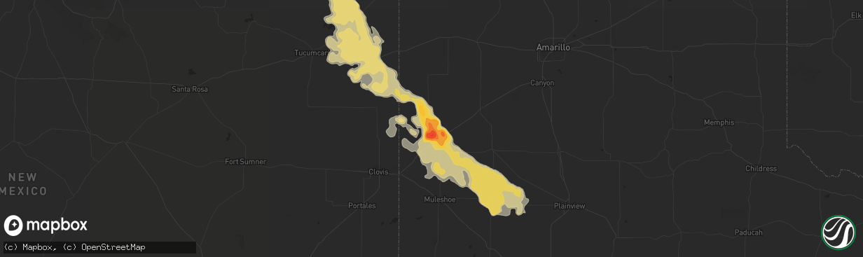 Hail map in Friona, TX on June 5, 2013