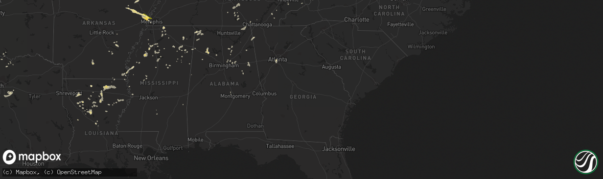 Hail map in Georgia on June 5, 2013