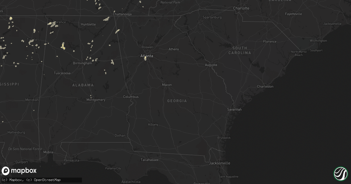 Hail map in Georgia on June 5, 2013