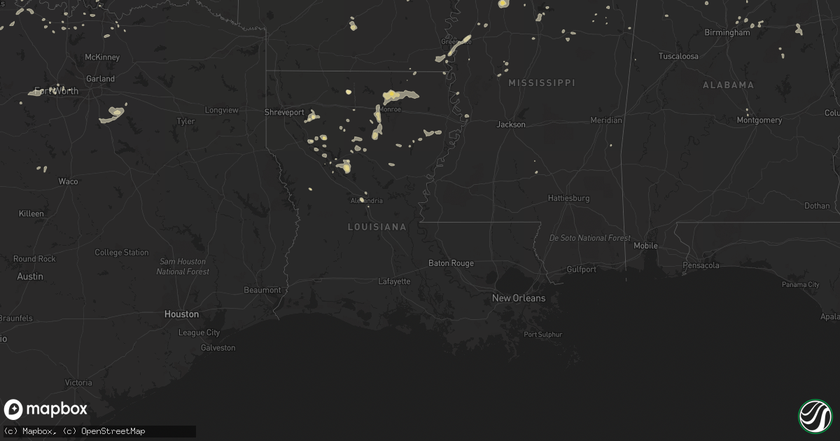 Hail map in Louisiana on June 5, 2013