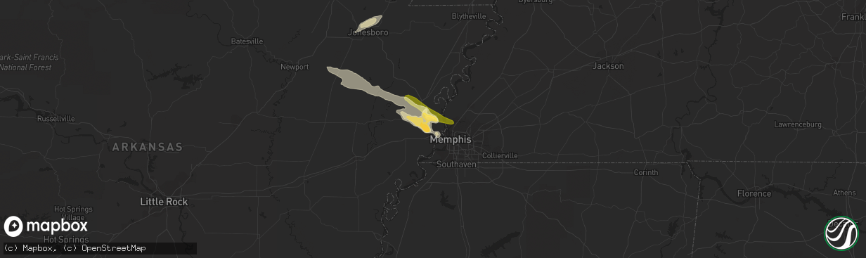 Hail map in Marion, AR on June 5, 2013