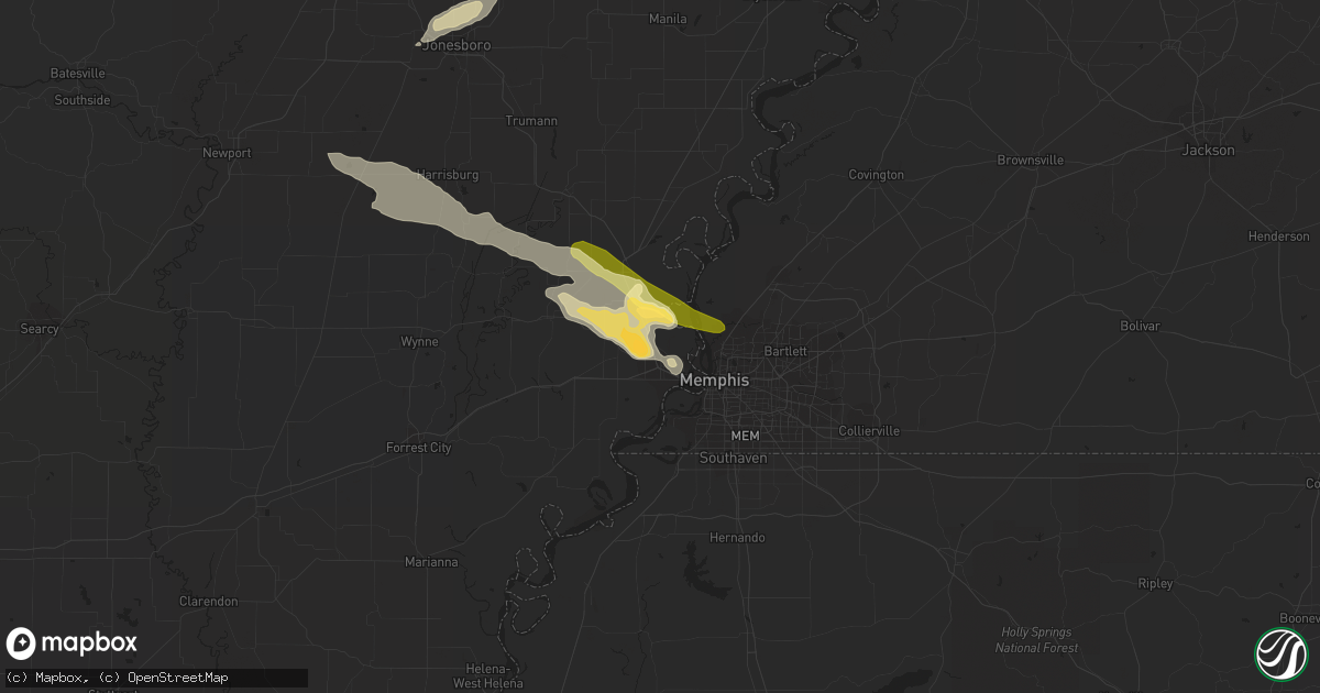 Hail map in Marion, AR on June 5, 2013