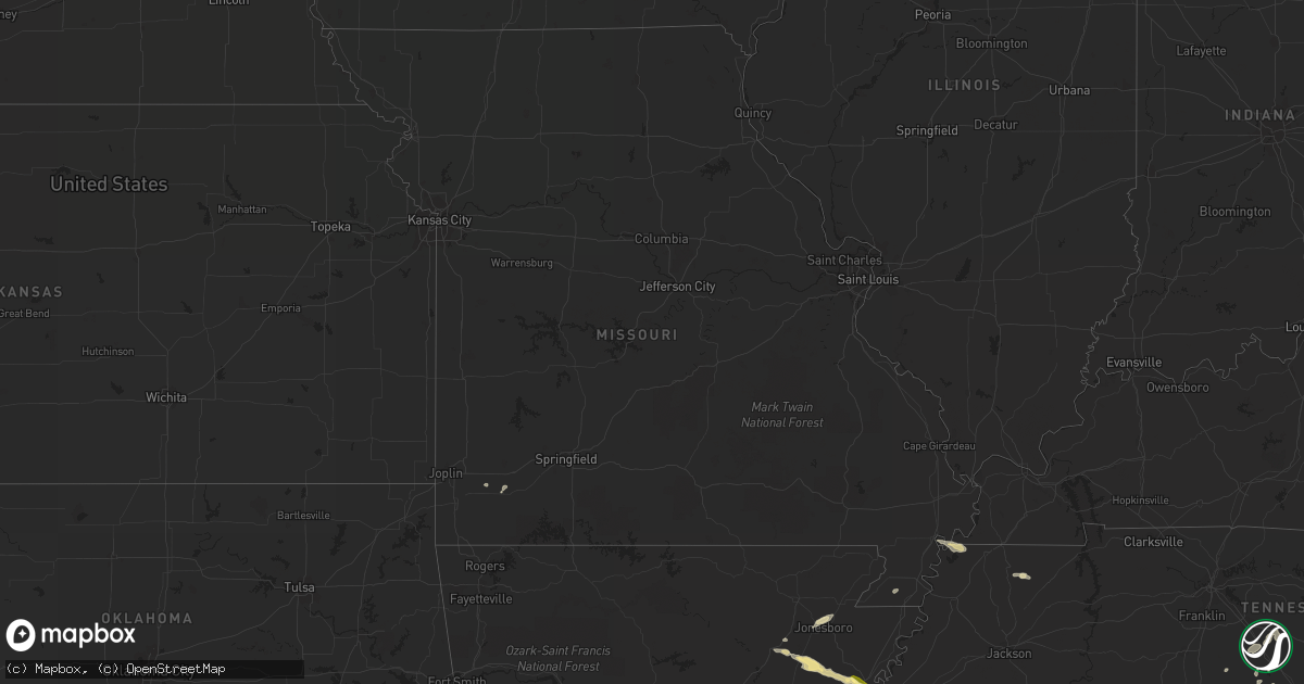 Hail map in Missouri on June 5, 2013