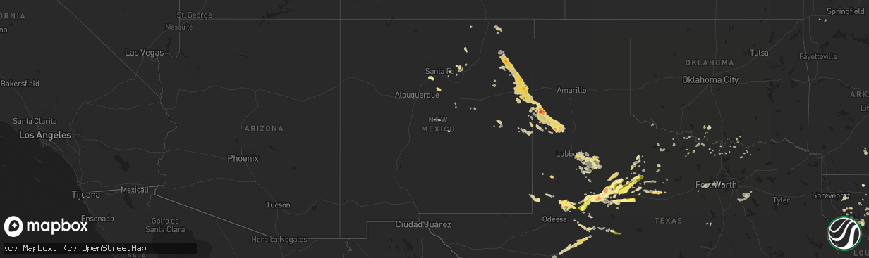 Hail map in New Mexico on June 5, 2013