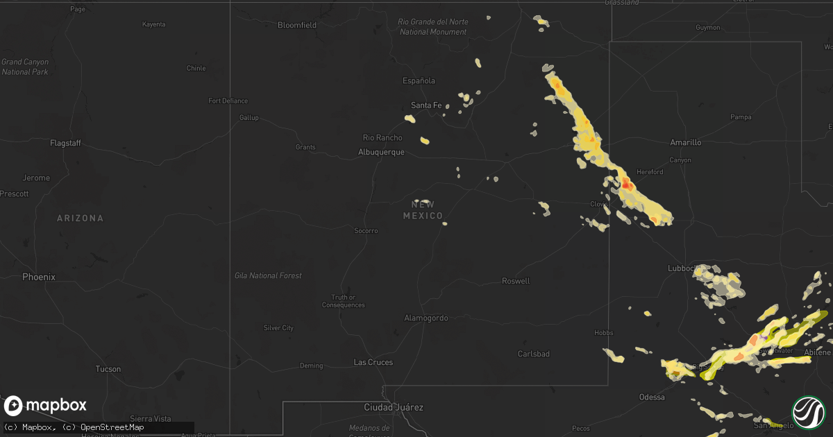 Hail map in New Mexico on June 5, 2013