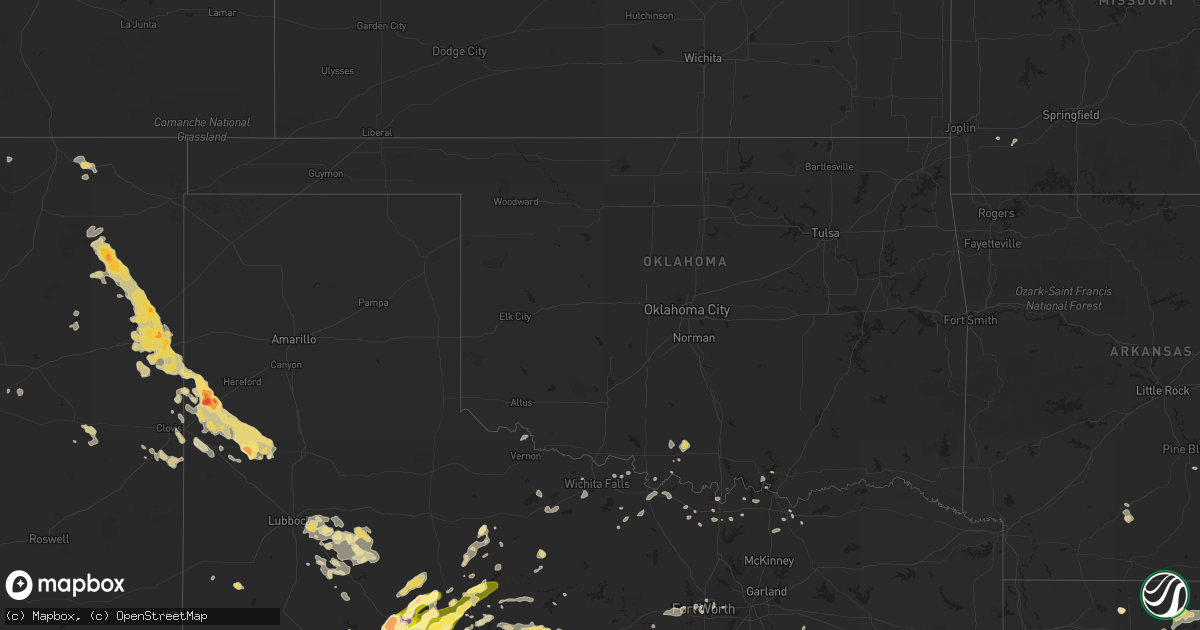 Hail map in Oklahoma on June 5, 2013