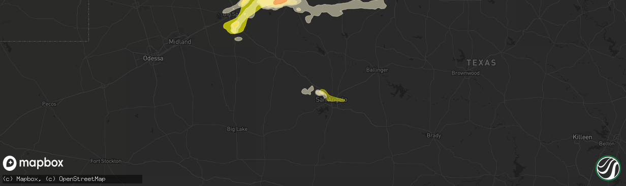 Hail map in San Angelo, TX on June 5, 2013