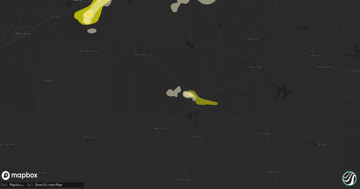 Hail map in San Angelo, TX on June 5, 2013