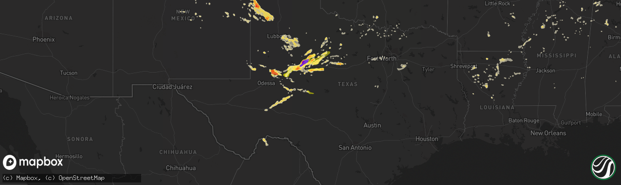 Hail map on June 5, 2013