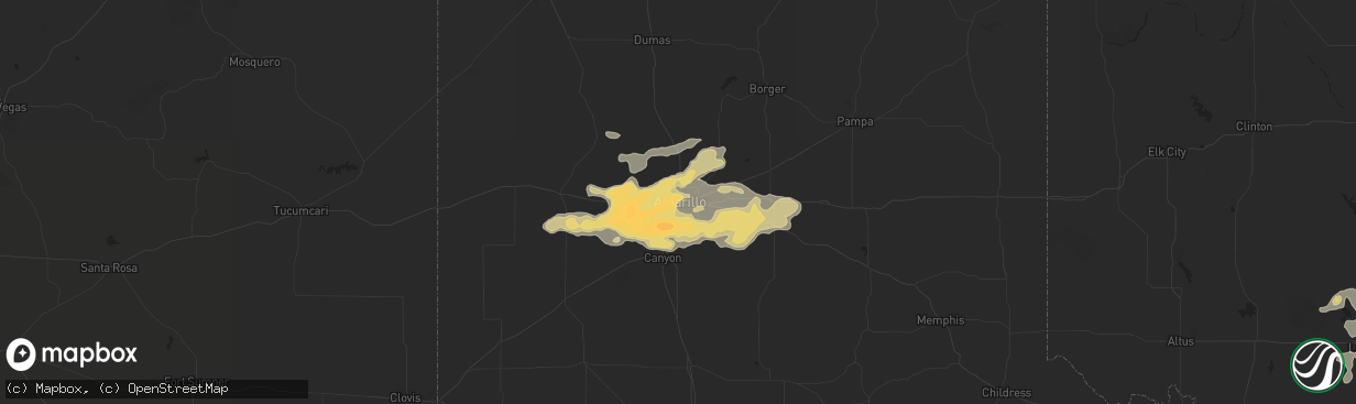 Hail map in Amarillo, TX on June 5, 2014