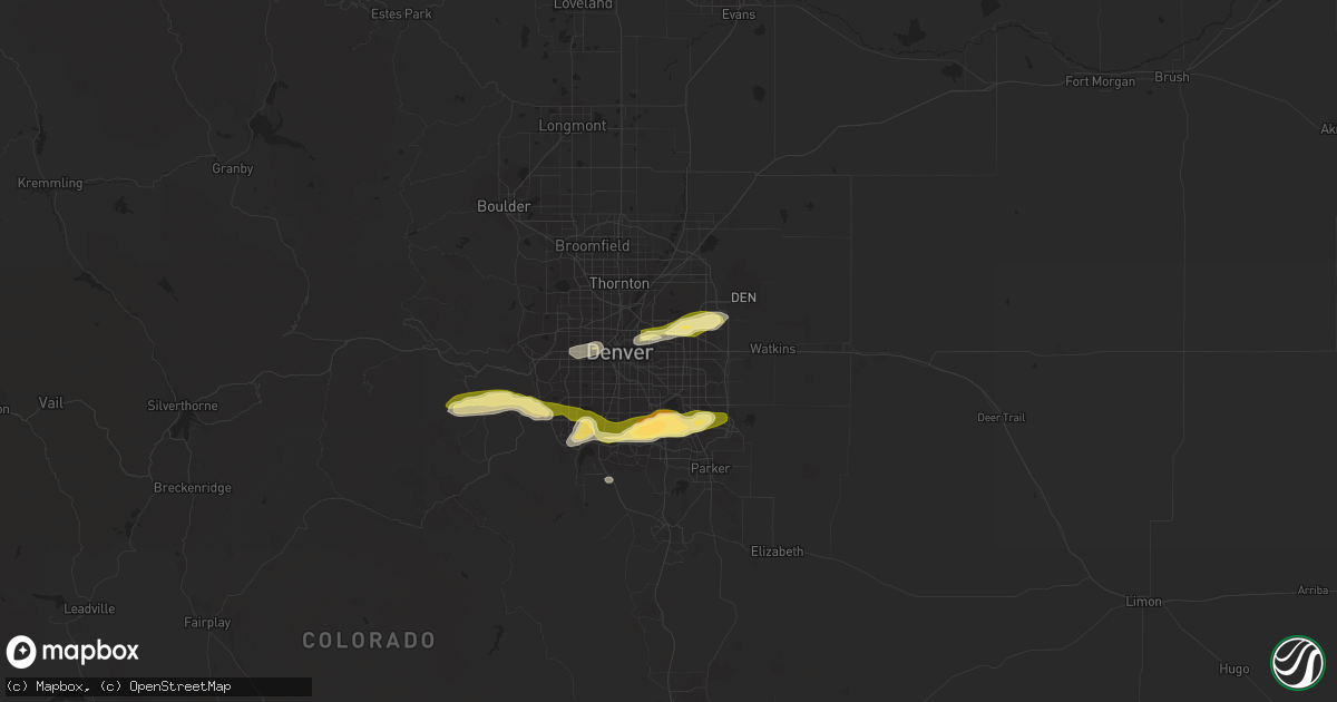 Hail map in Aurora, CO on June 5, 2014