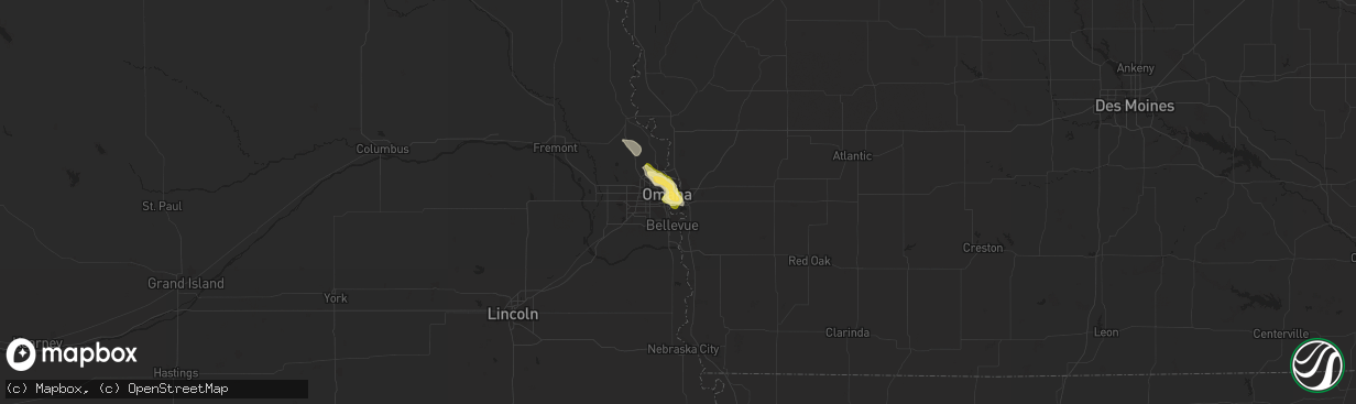 Hail map in Council Bluffs, IA on June 5, 2014