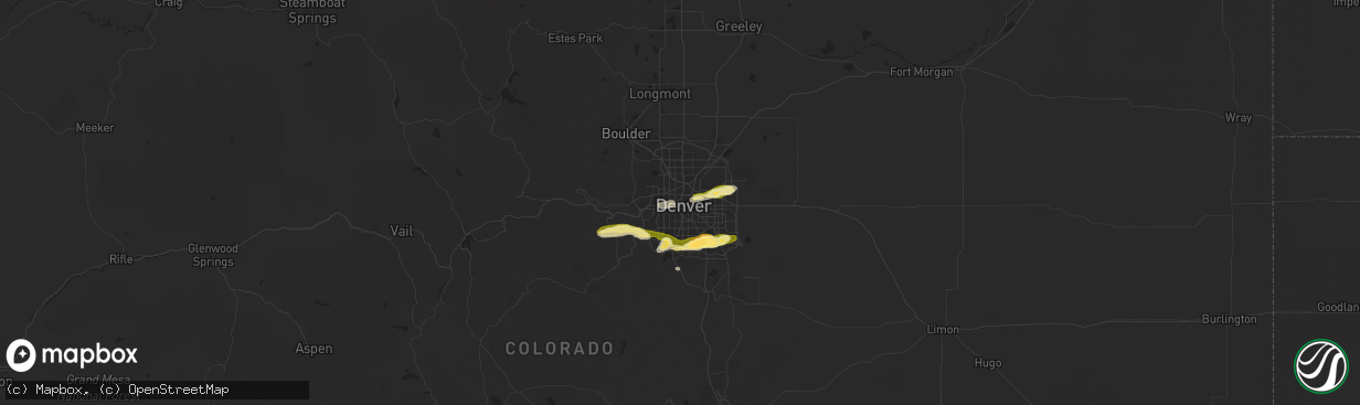 Hail map in Denver, CO on June 5, 2014