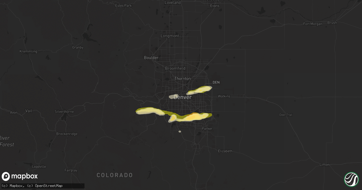 Hail map in Denver, CO on June 5, 2014