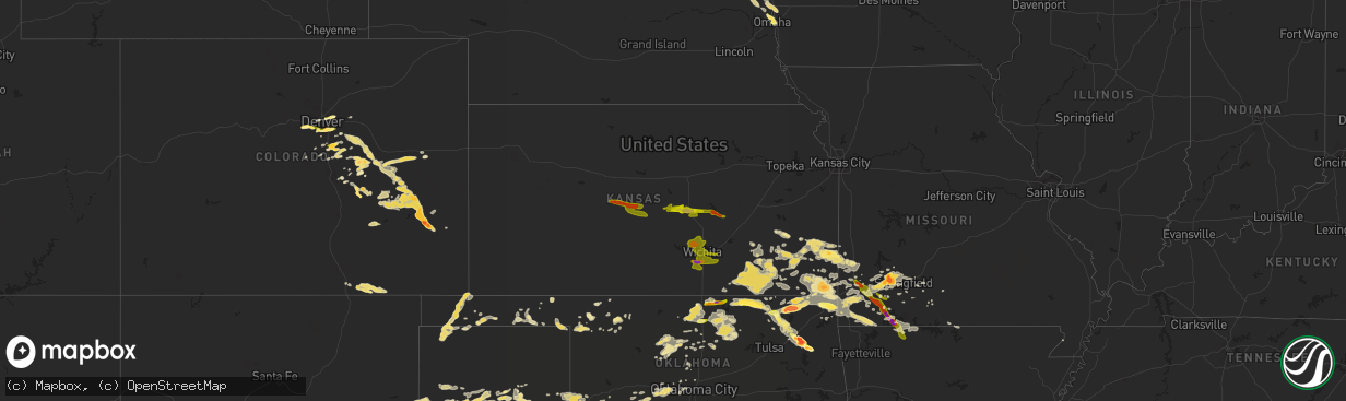 Hail map in Kansas on June 5, 2014