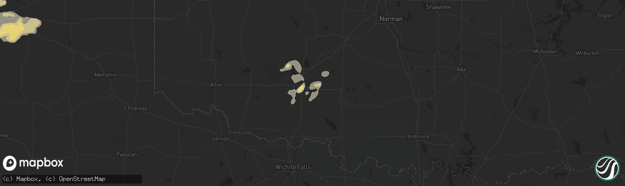 Hail map in Lawton, OK on June 5, 2014