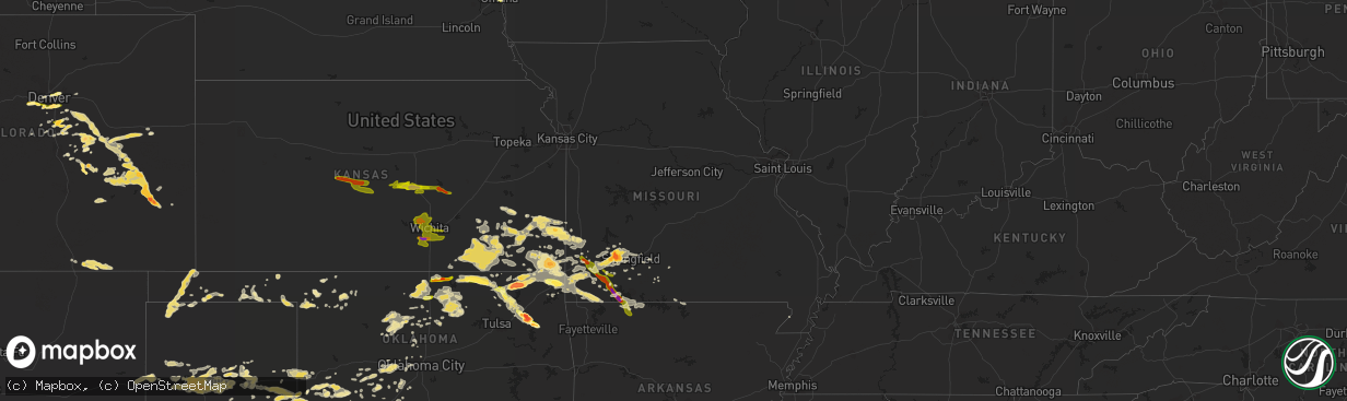 Hail map in Missouri on June 5, 2014