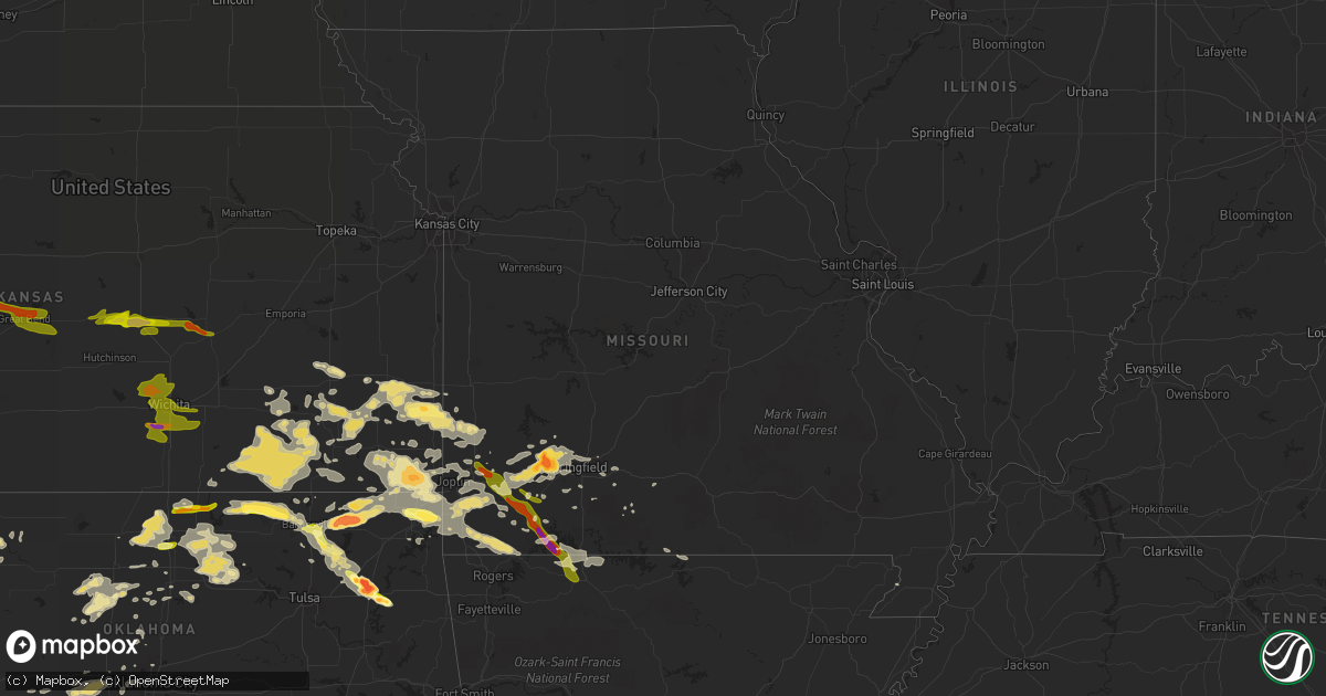 Hail map in Missouri on June 5, 2014