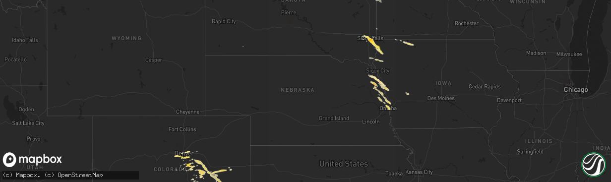 Hail map in Nebraska on June 5, 2014