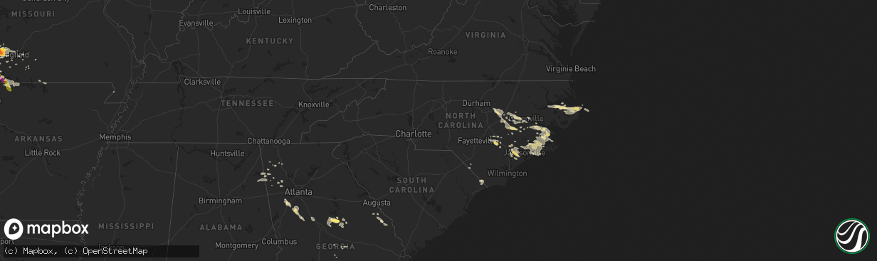 Hail map in North Carolina on June 5, 2014