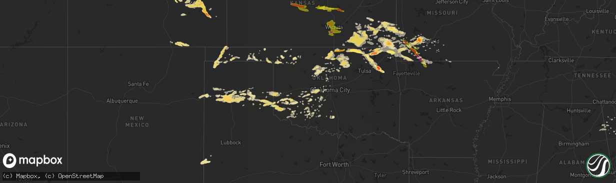 Hail map in Oklahoma on June 5, 2014