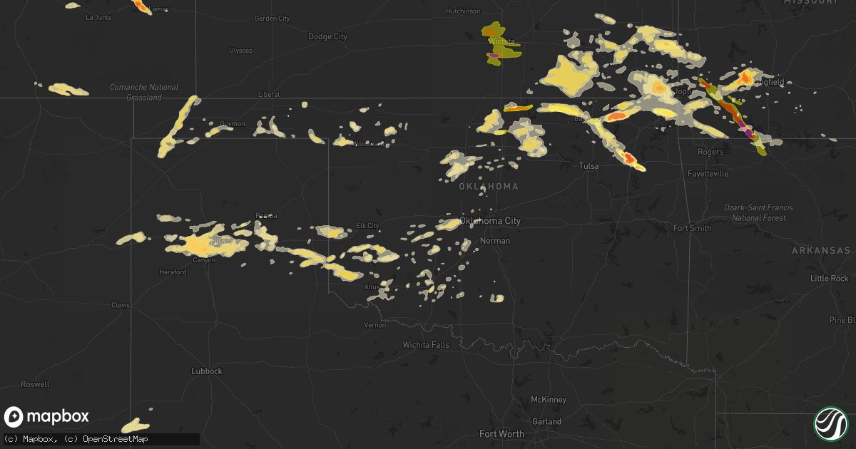 Hail map in Oklahoma on June 5, 2014