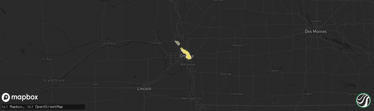 Hail map in Omaha, NE on June 5, 2014