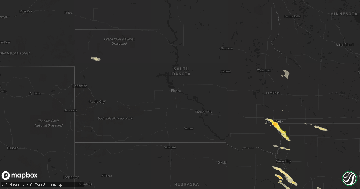 Hail map in South Dakota on June 5, 2014