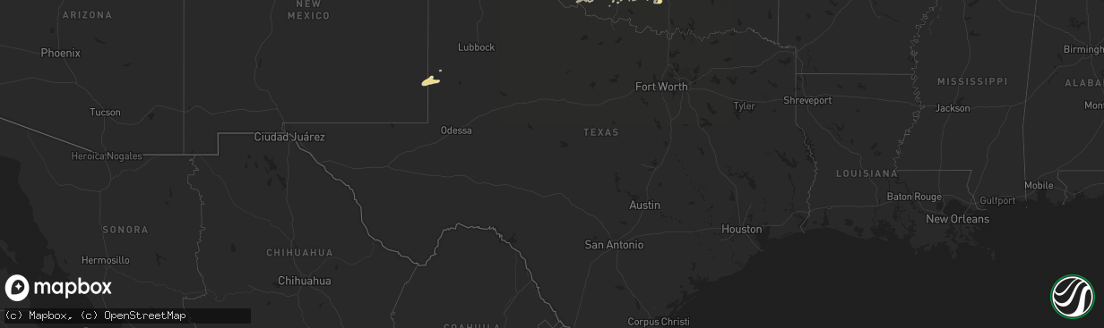 Hail map in Texas on June 5, 2014