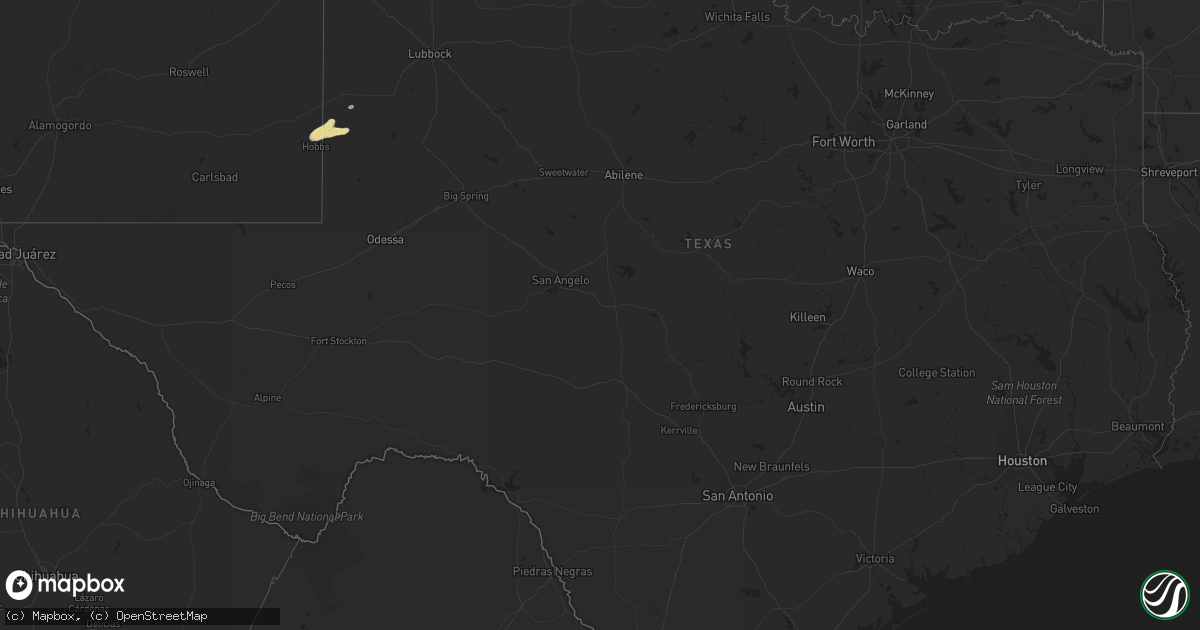 Hail map in Texas on June 5, 2014