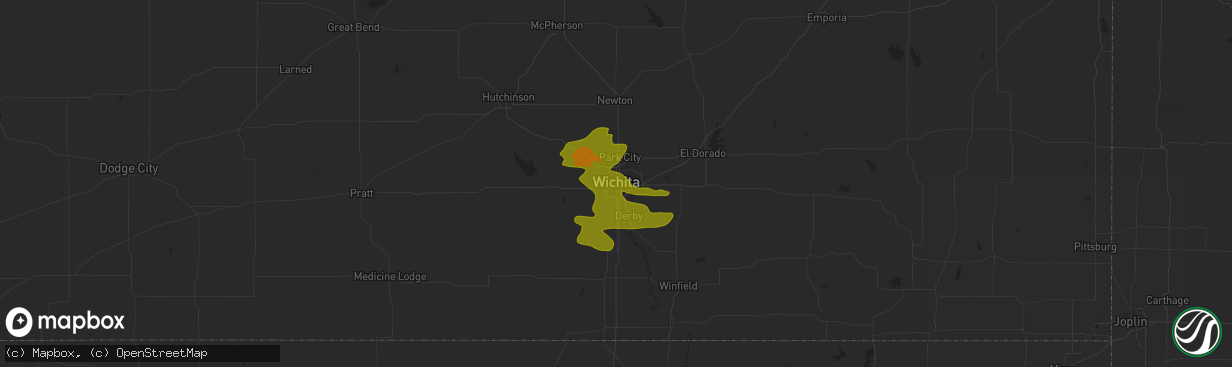 Hail map in Wichita, KS on June 5, 2014