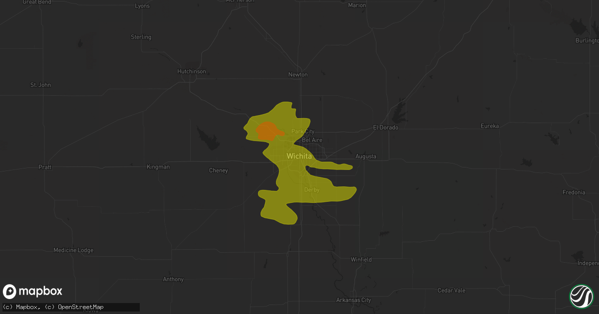 Hail map in Wichita, KS on June 5, 2014