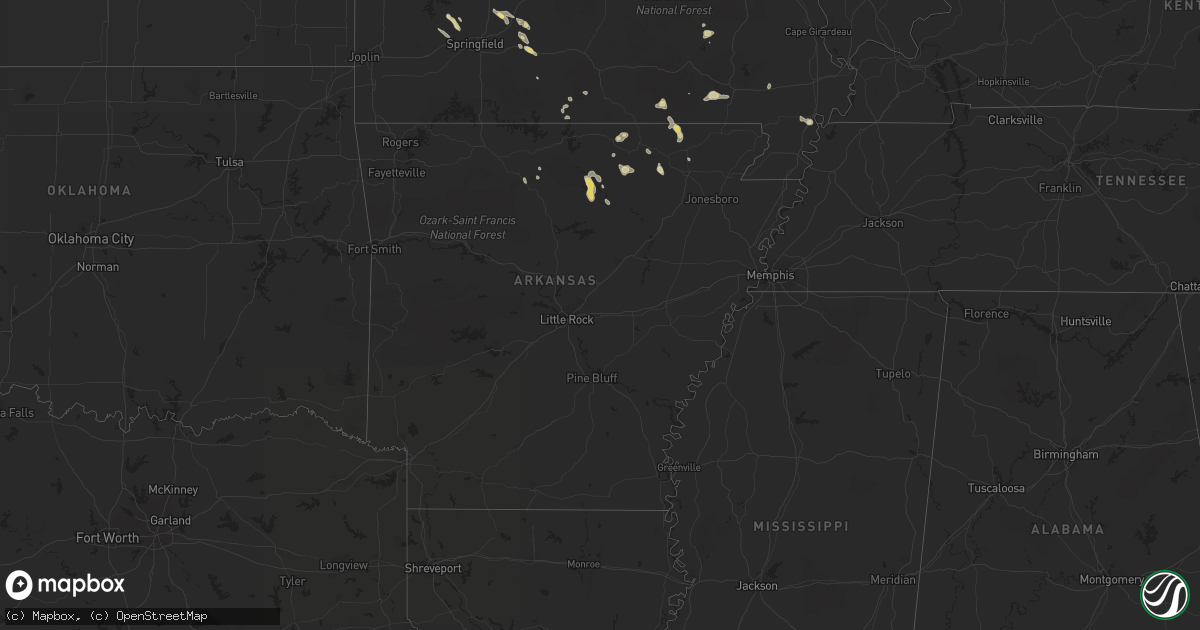 Hail map in Arkansas on June 5, 2015