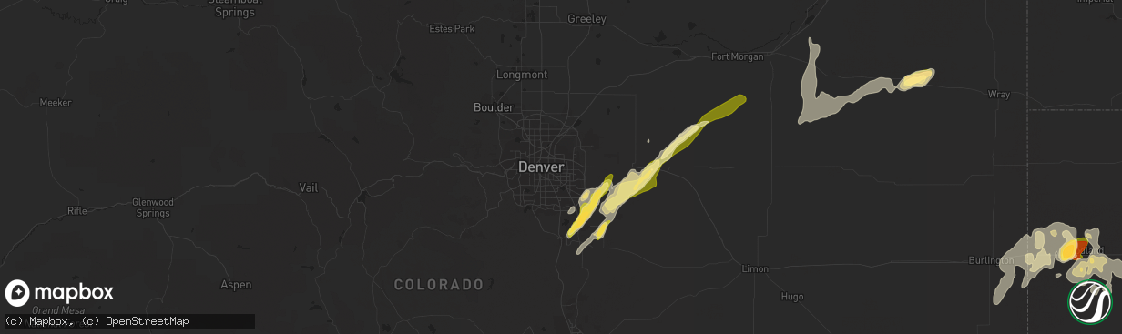 Hail map in Aurora, CO on June 5, 2015