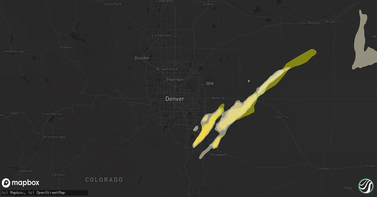Hail map in Aurora, CO on June 5, 2015