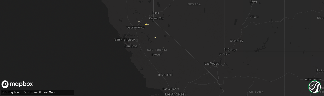 Hail map in California on June 5, 2015