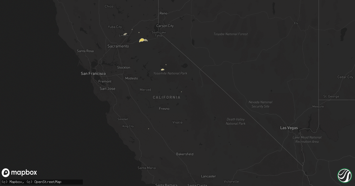 Hail map in California on June 5, 2015