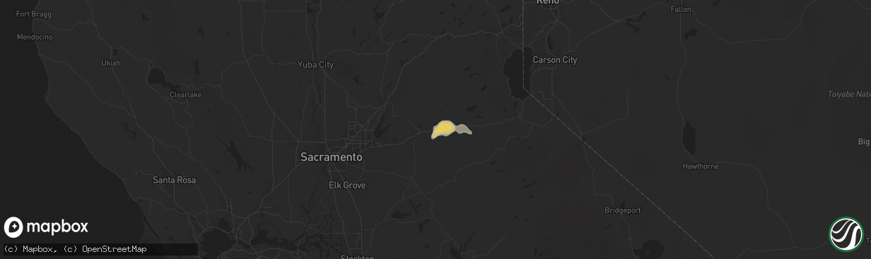 Hail map in Camino, CA on June 5, 2015