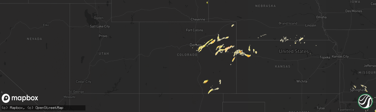 Hail map in Colorado on June 5, 2015