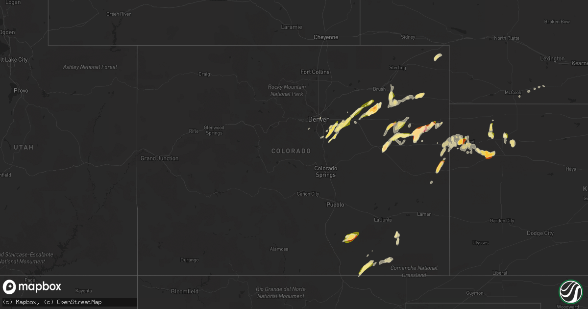 Hail map in Colorado on June 5, 2015