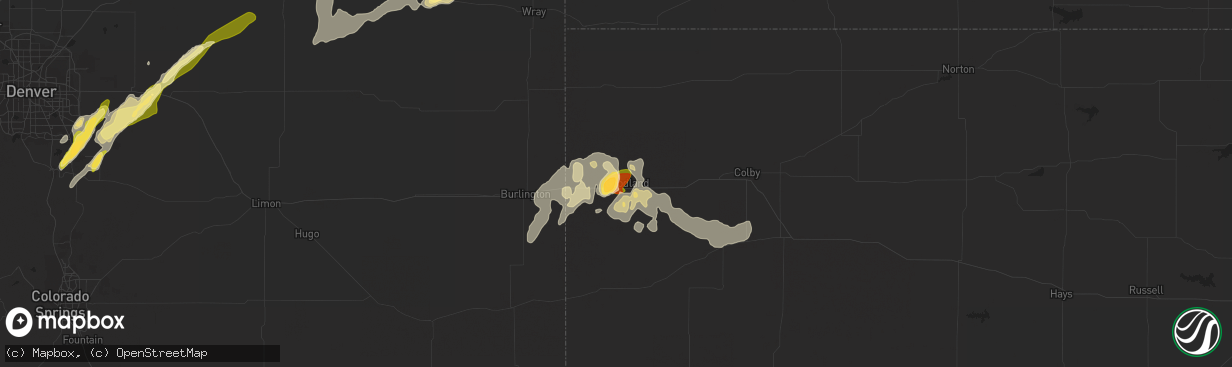 Hail map in Goodland, KS on June 5, 2015