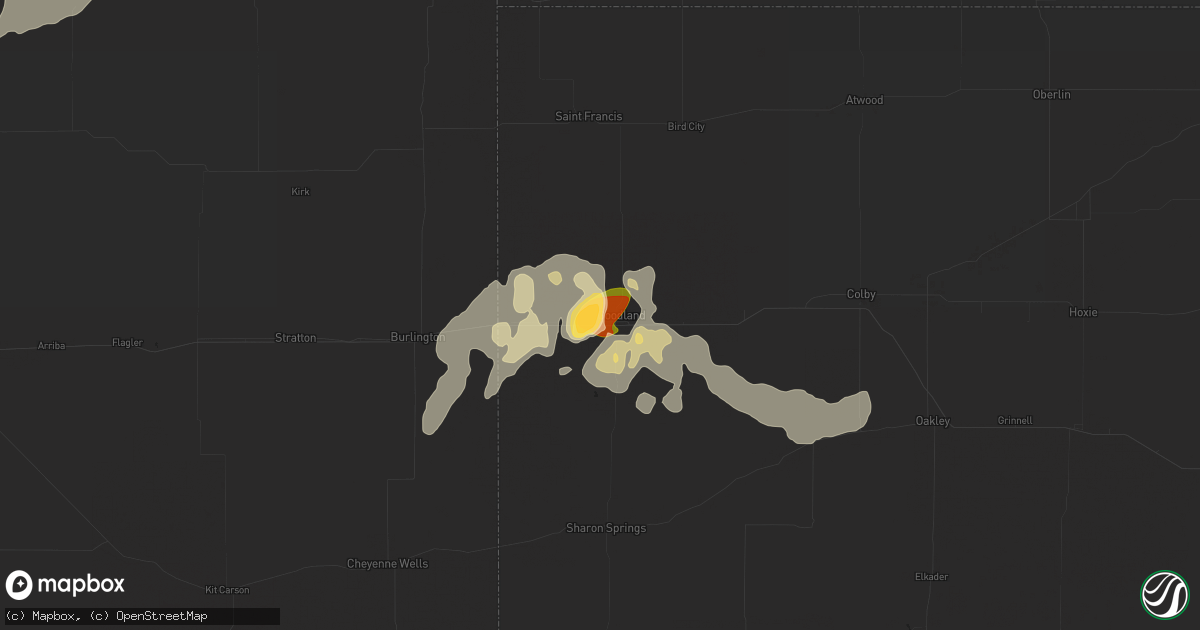 Hail map in Goodland, KS on June 5, 2015