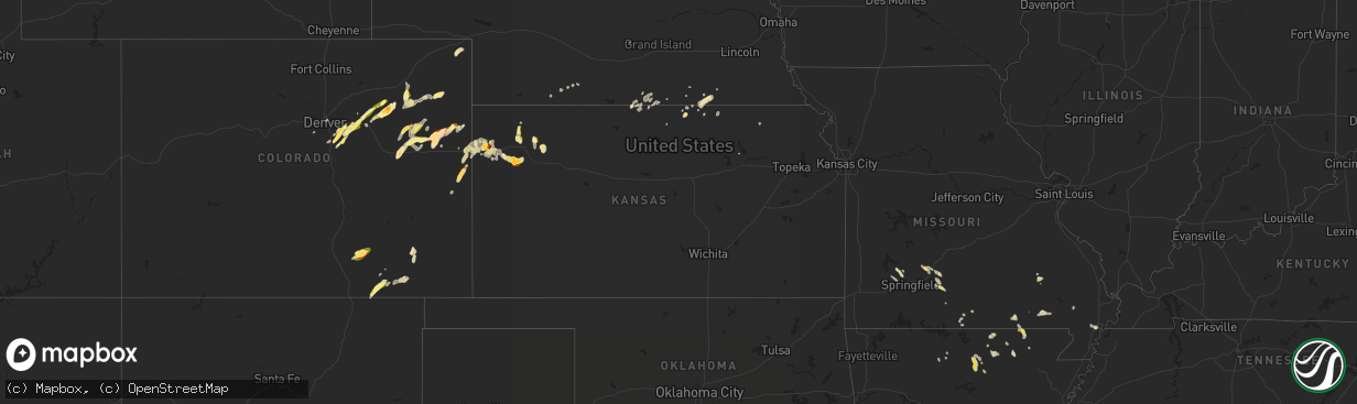 Hail map in Kansas on June 5, 2015