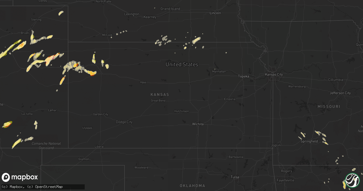 Hail map in Kansas on June 5, 2015