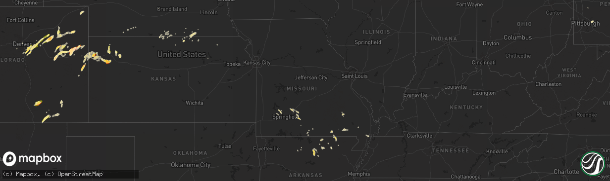 Hail map in Missouri on June 5, 2015