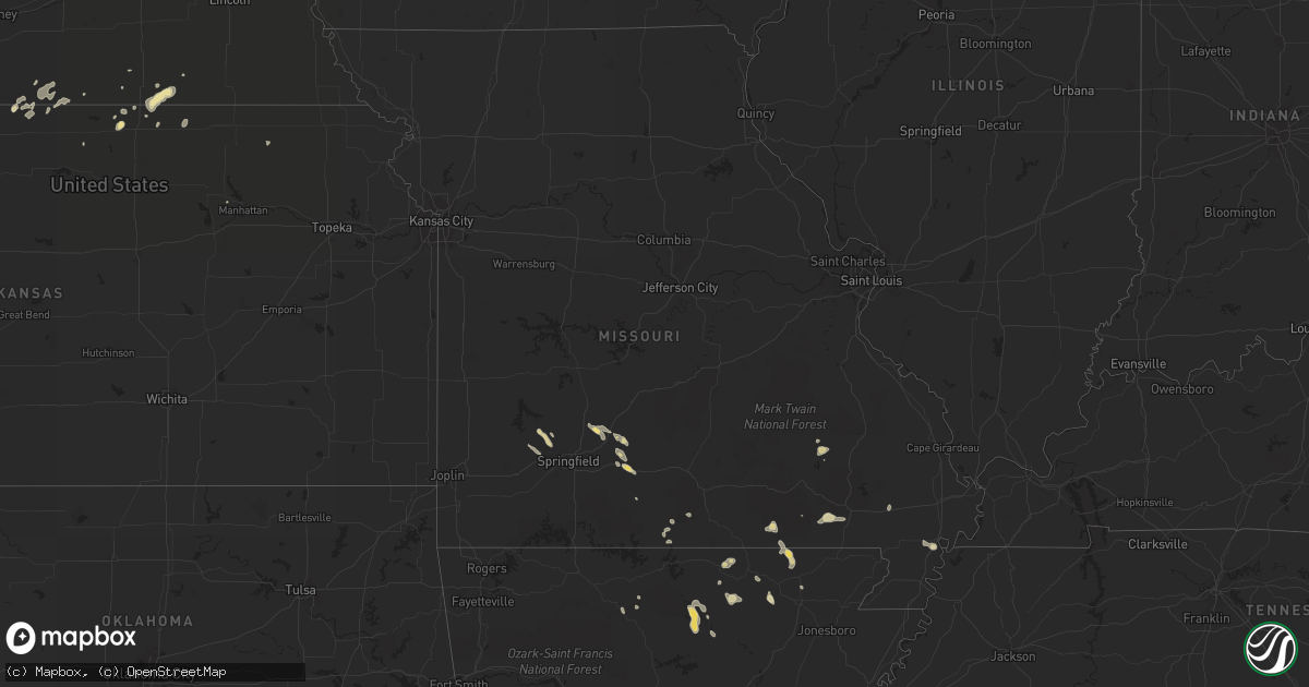 Hail map in Missouri on June 5, 2015