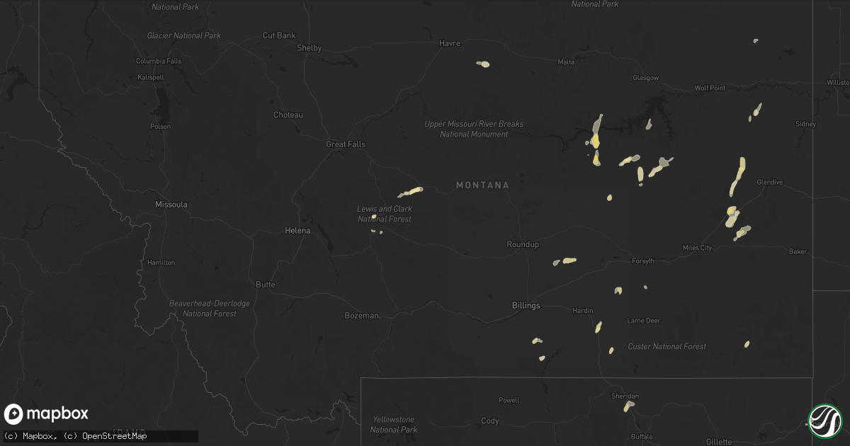 Hail map in Montana on June 5, 2015