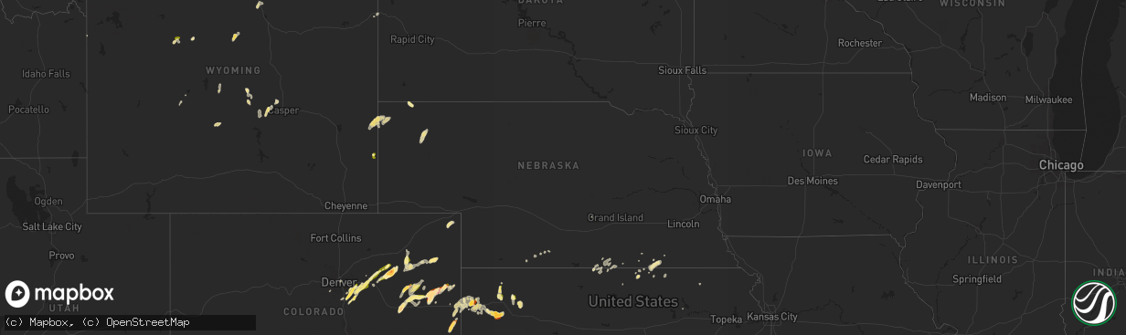 Hail map in Nebraska on June 5, 2015