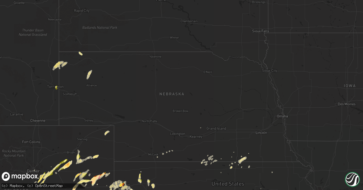 Hail map in Nebraska on June 5, 2015